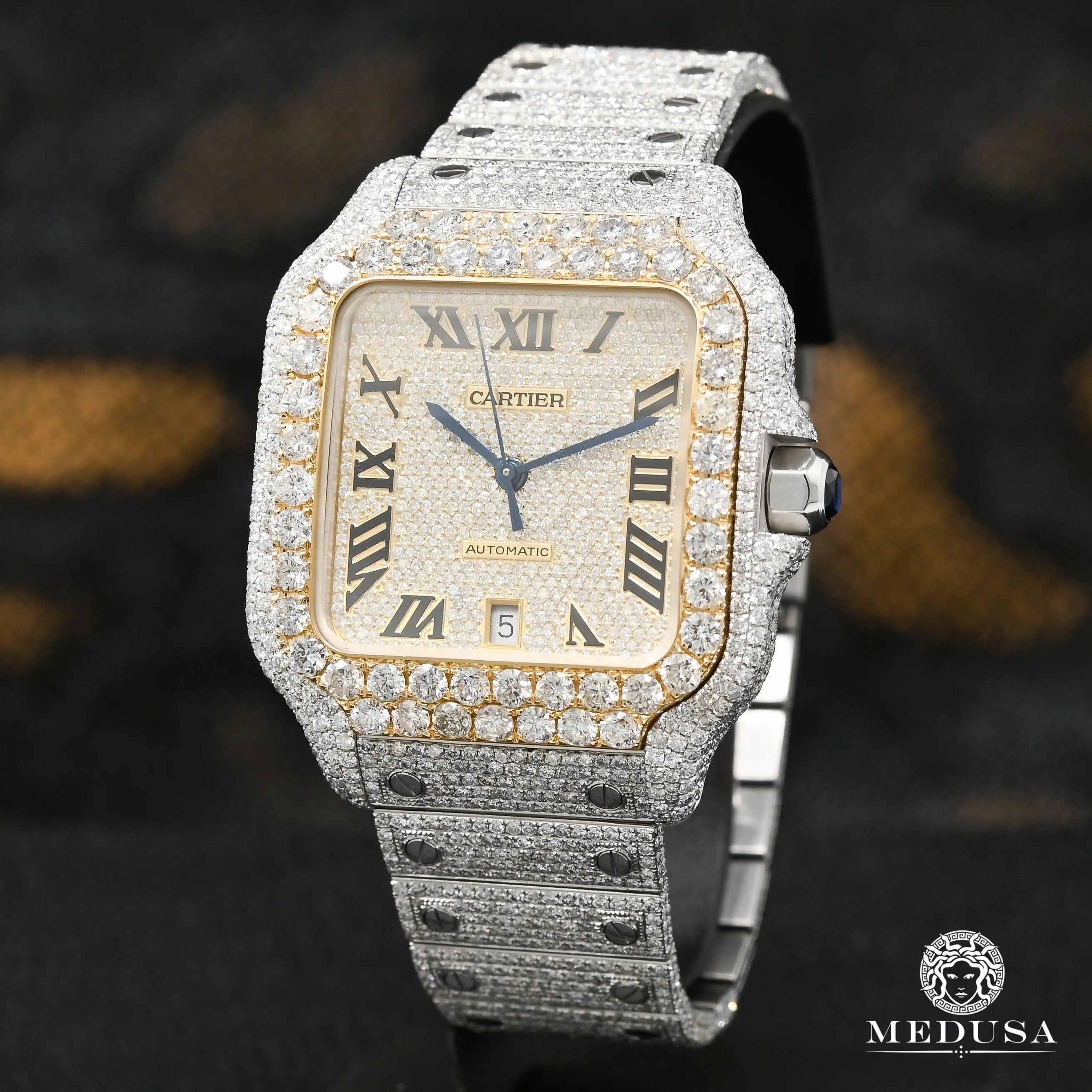 40mm C-Luxury-Watches Santos 100 XL - Full Dial Iced