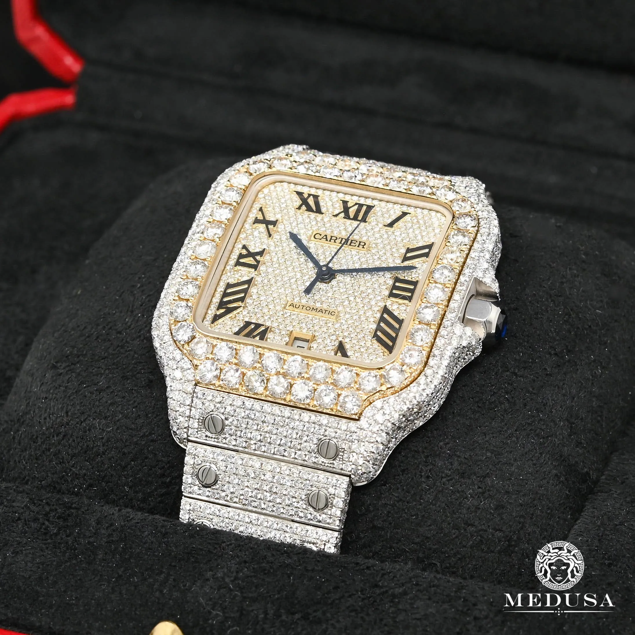 40mm C-Luxury-Watches Santos 100 XL - Full Dial Iced