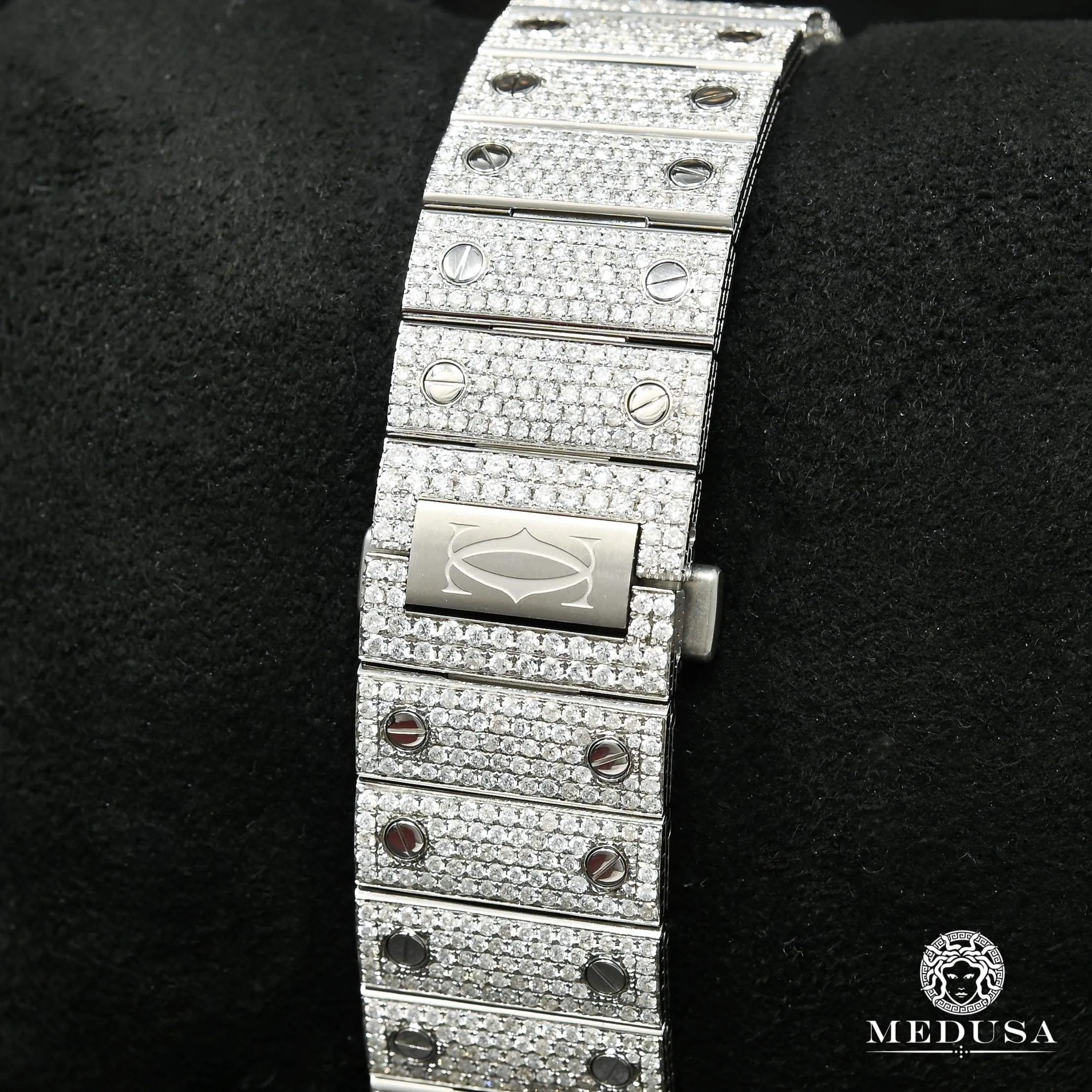 40mm C-Luxury-Watches Santos 100 XL - Full Dial Iced