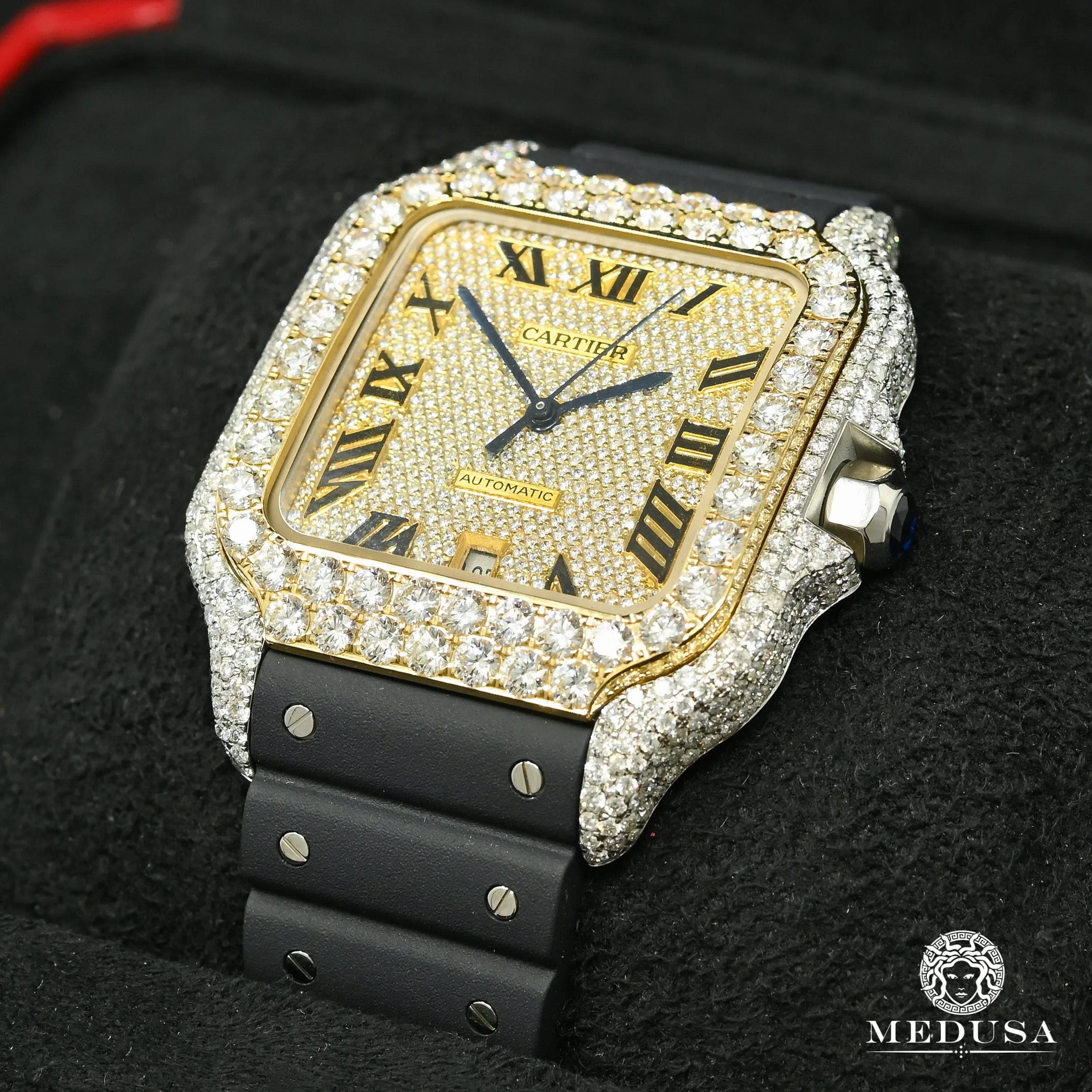 40mm C-Luxury-Watches Santos 100 XL - Rubber Iced