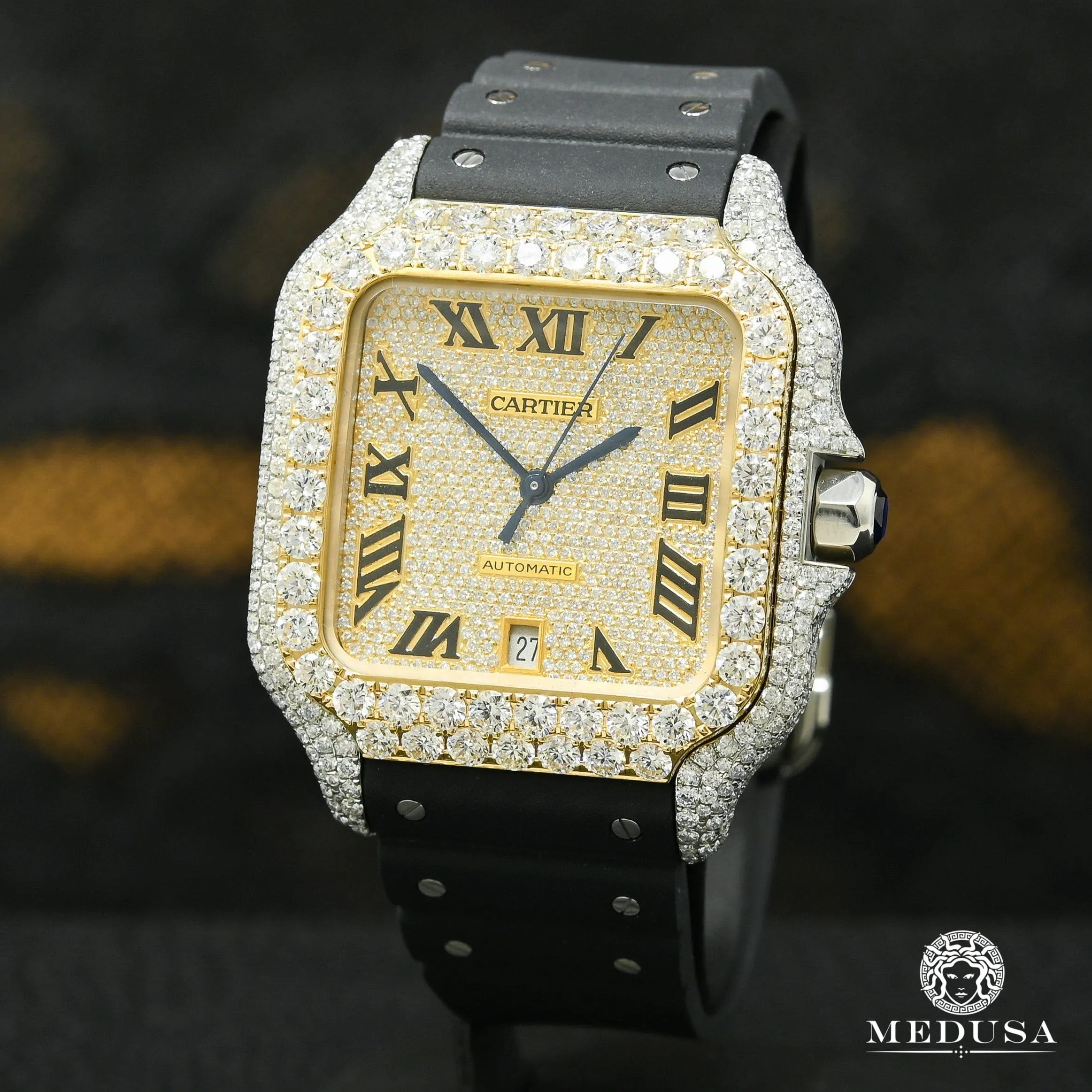 40mm C-Luxury-Watches Santos 100 XL - Rubber Iced