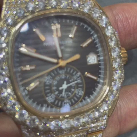 41mm PP-Luxury-Watches Nautilus Chronograph | 18k Rose | Iced Out