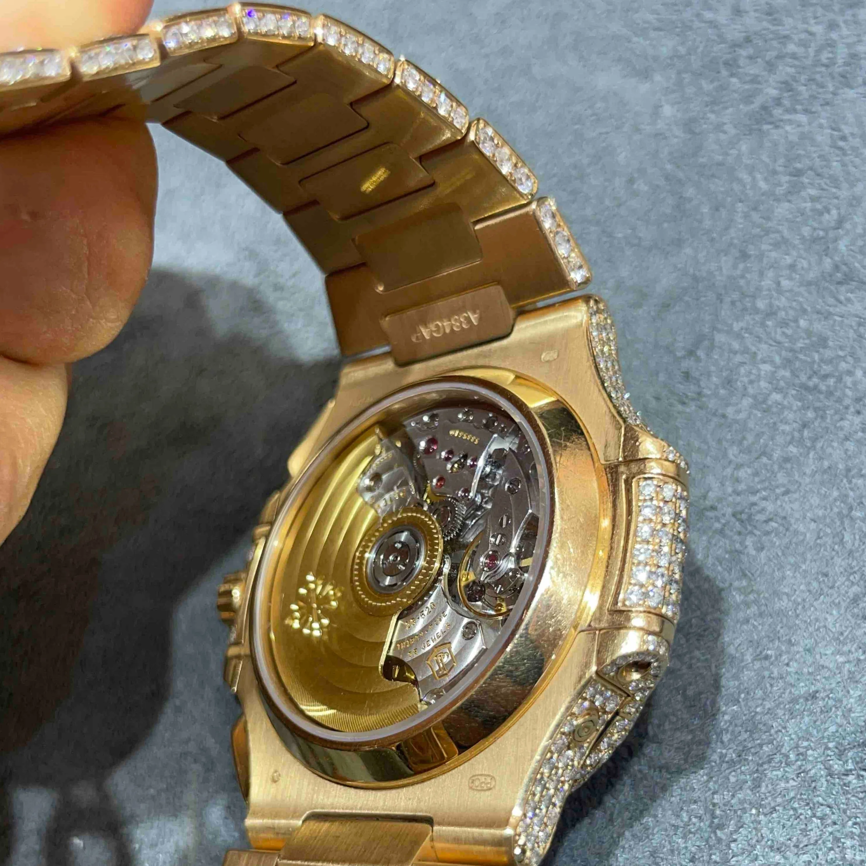 41mm PP-Luxury-Watches Nautilus Chronograph | 18k Rose | Iced Out