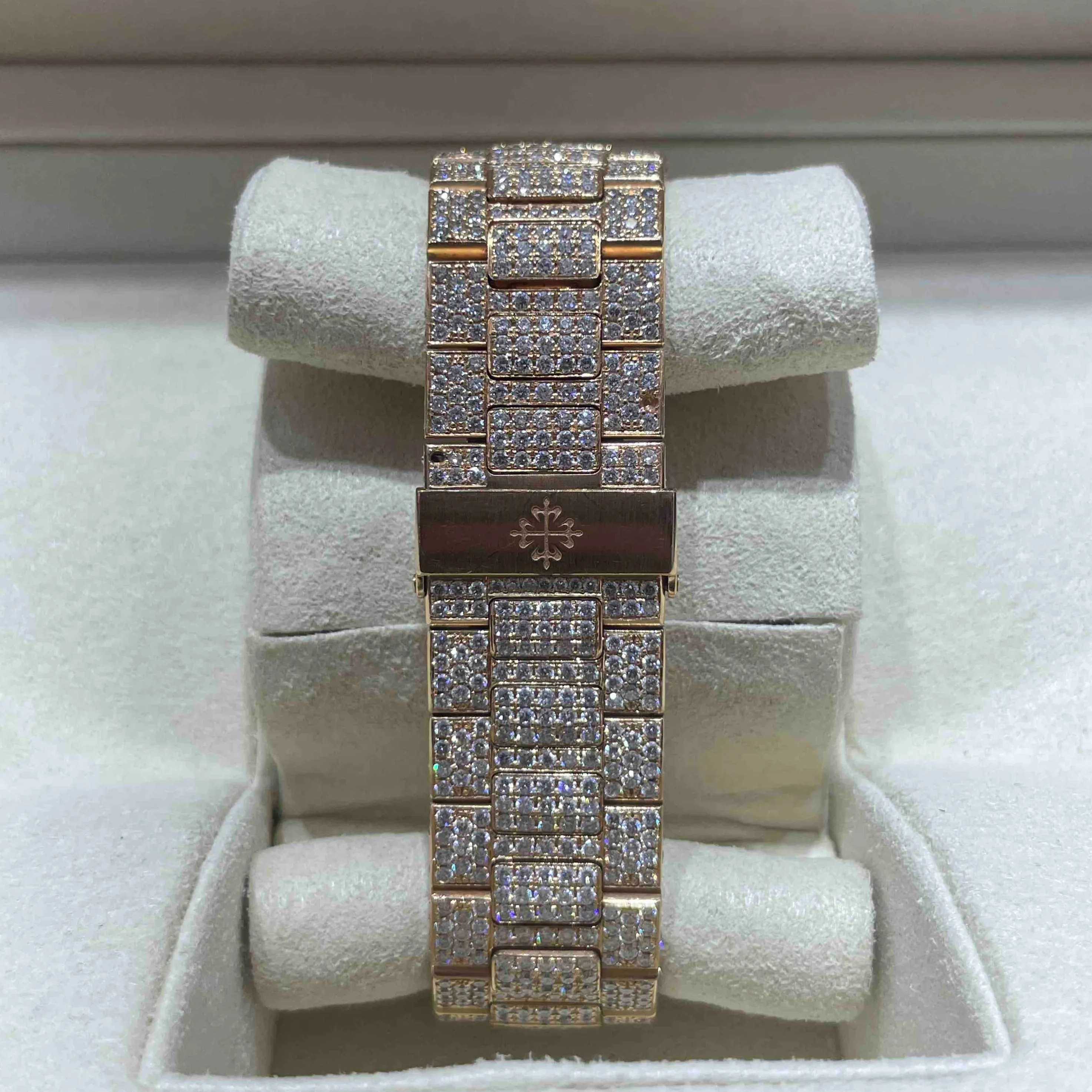 41mm PP-Luxury-Watches Nautilus Chronograph | 18k Rose | Iced Out