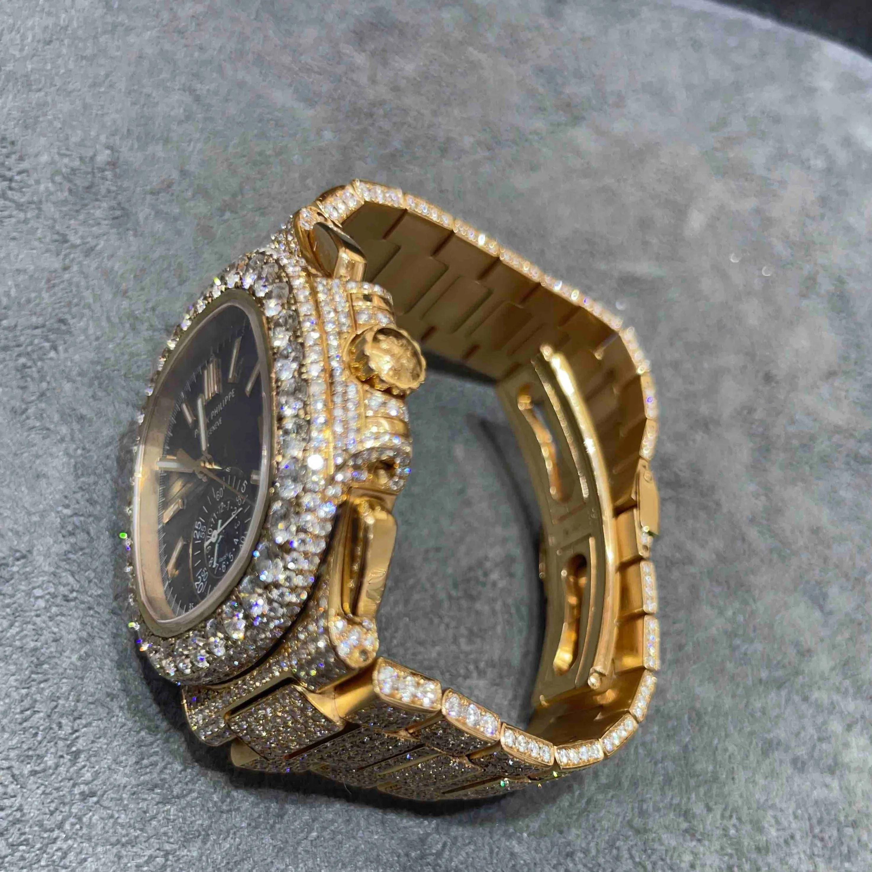 41mm PP-Luxury-Watches Nautilus Chronograph | 18k Rose | Iced Out