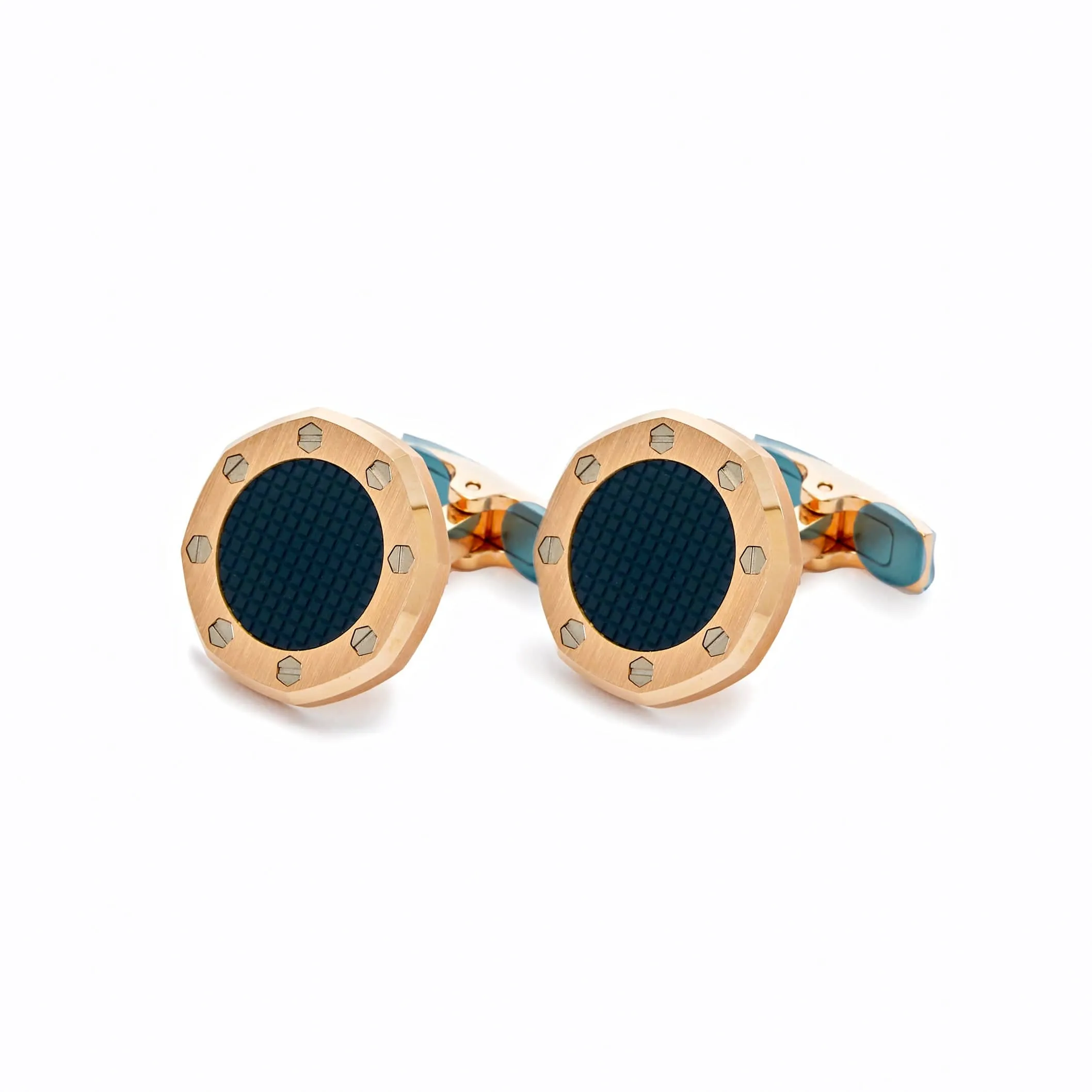 A&P Luxury Watches Rose Gold Cufflinks in Blue