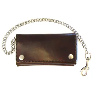 AB339  Antique Finish Credit Card Tri-Fold Wallet w/ Chain