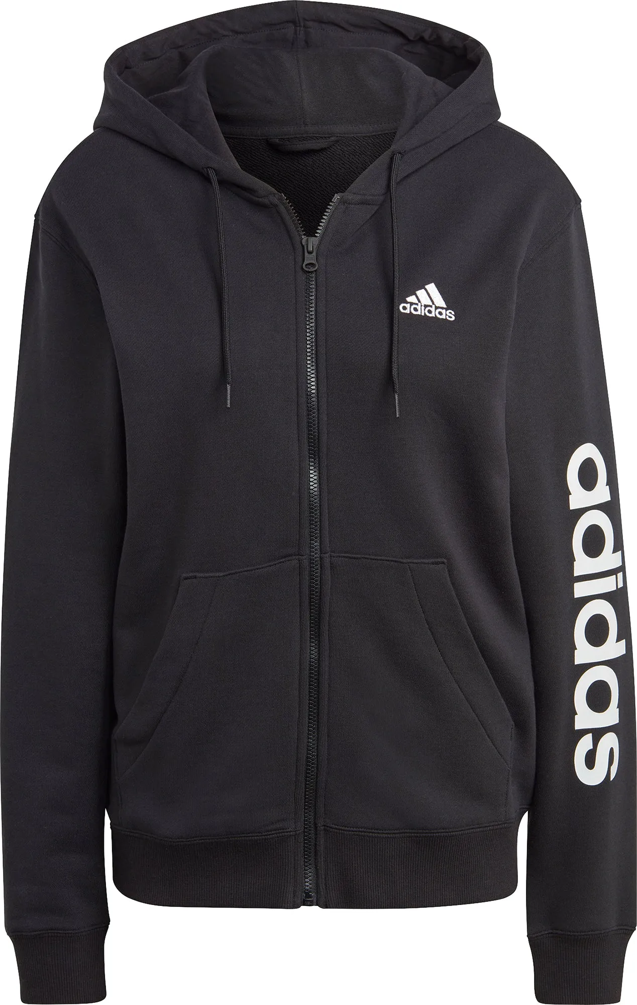 adidas Essentials Linear French Terry Womens Full Zip Hoody - Black