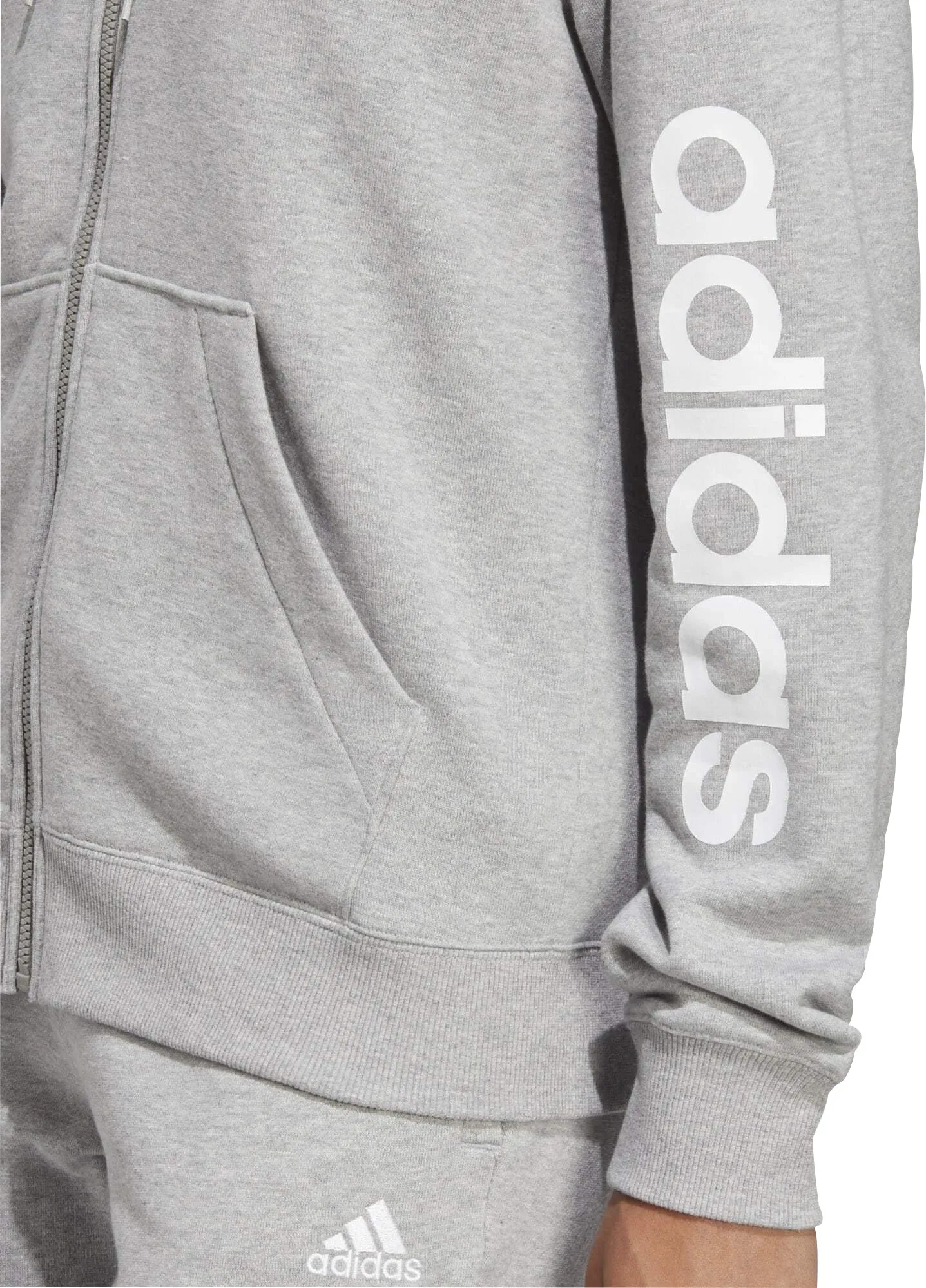 adidas Essentials Linear French Terry Womens Full Zip Hoody - Grey