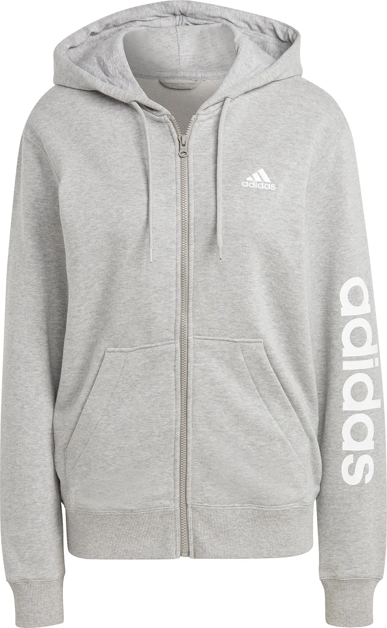 adidas Essentials Linear French Terry Womens Full Zip Hoody - Grey