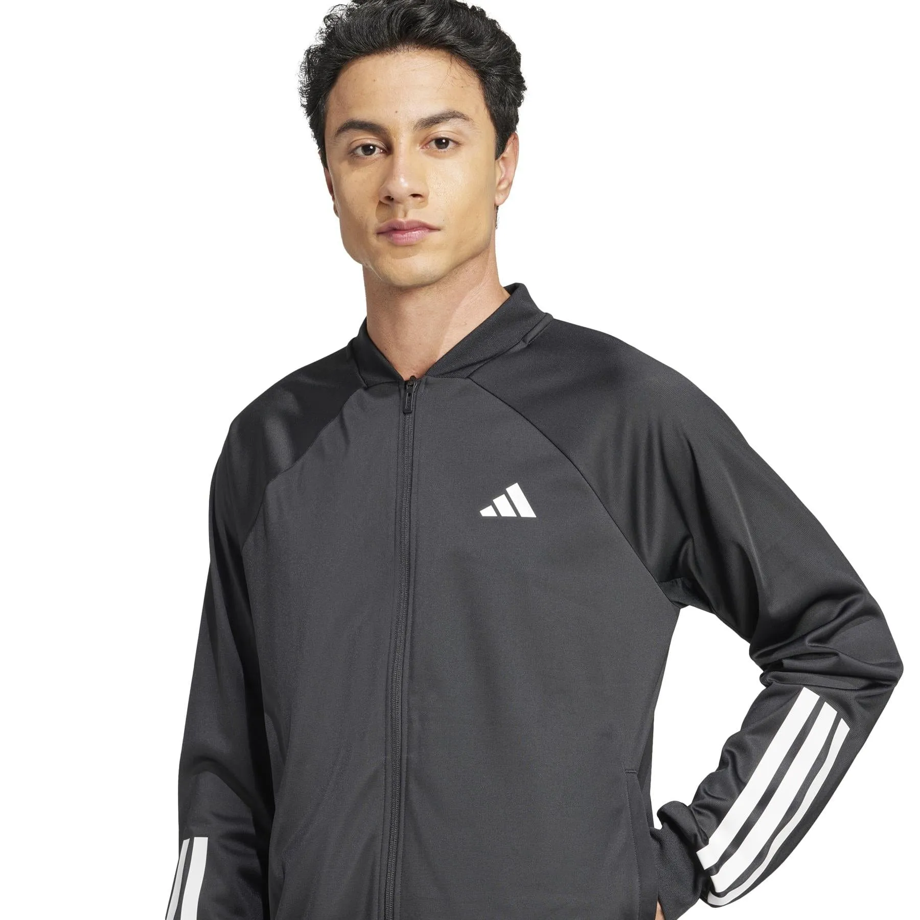 ADIDAS Mens 3 Stripe Knit Badminton Jacket - Black