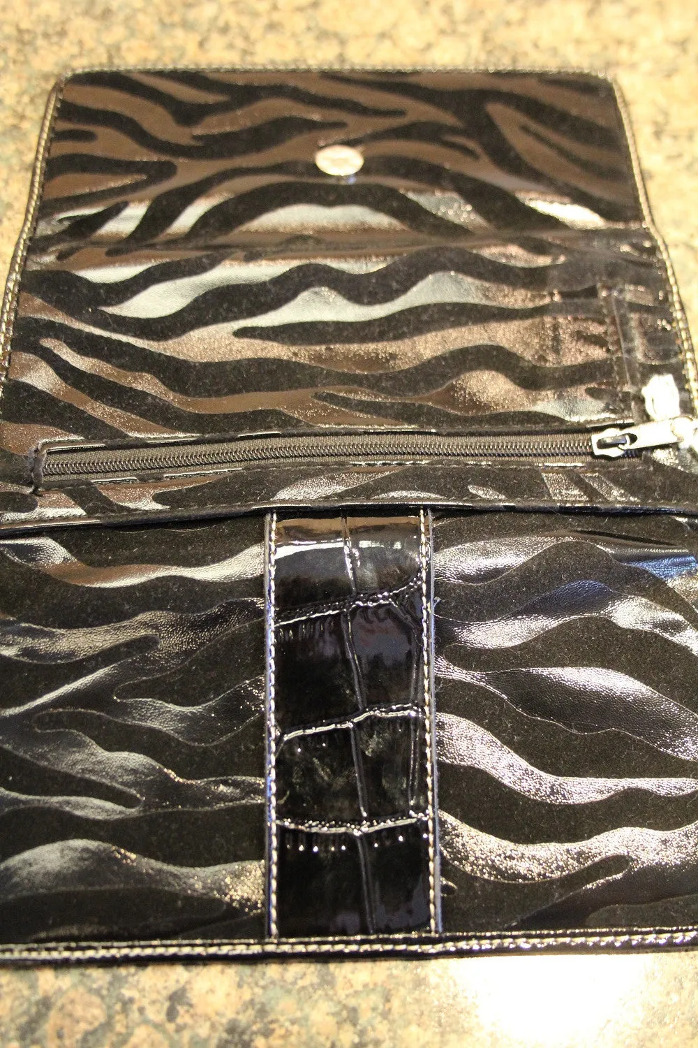 ADO | Black Zebra Trifold Wallet