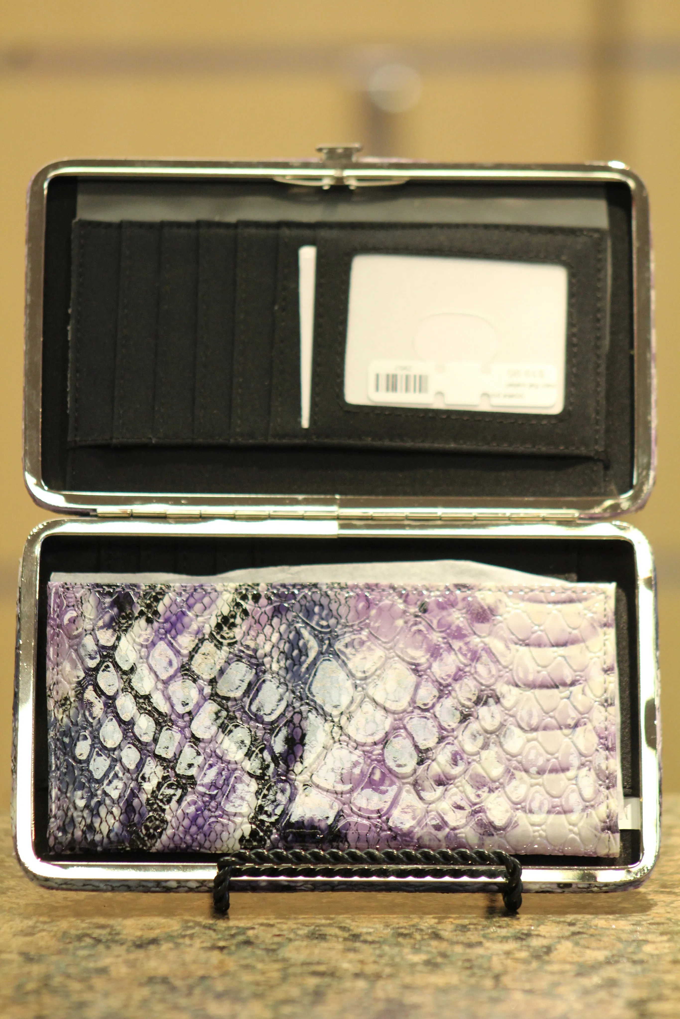 ADO | Snake Print Purple Clutch Wallet