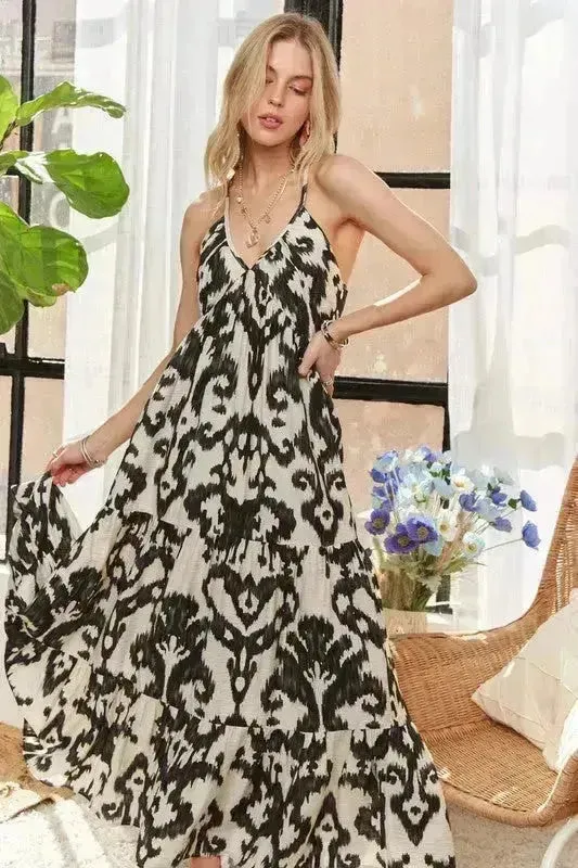 ADORA Crisscross Maxi Dress – Two-Tone V-Neck Evening Gown