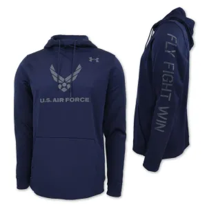 Air Force Under Armour Fly Fight Win Armour Fleece Hood (Navy)