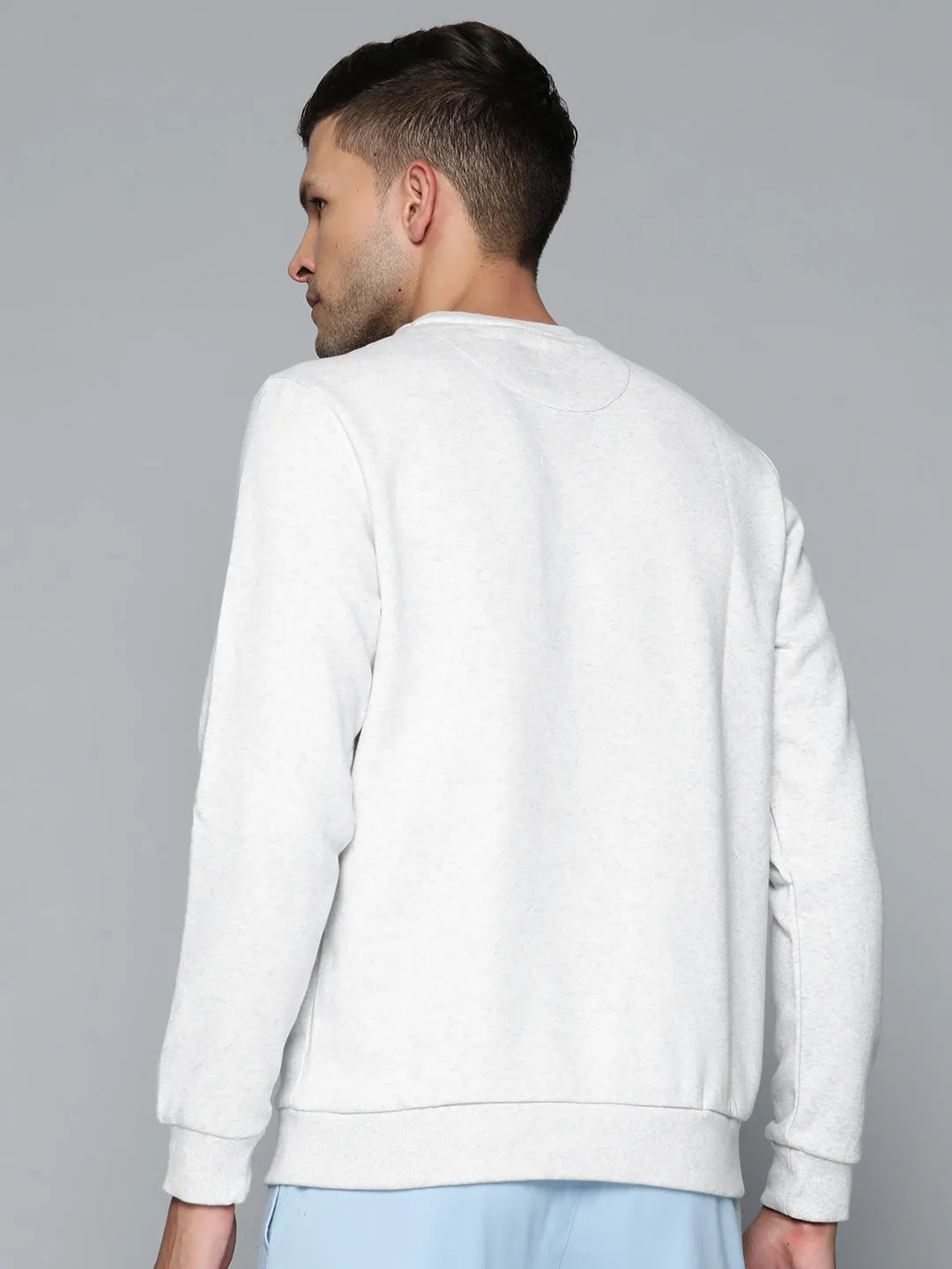 Alcis Men Grey Melange Solid Sweatshirt