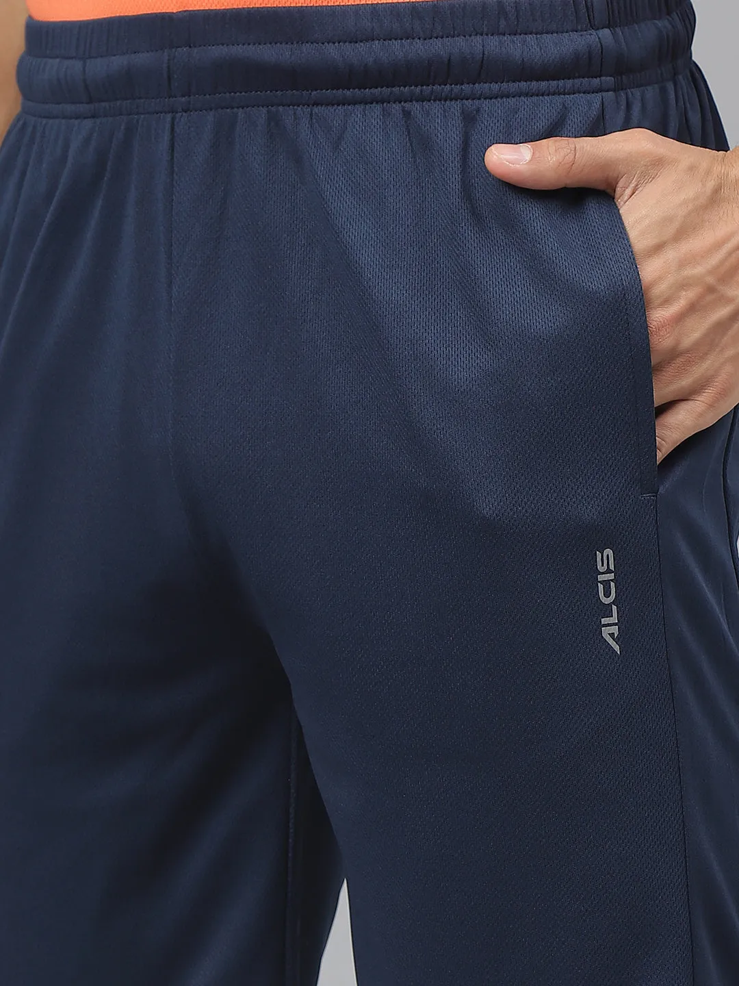 Alcis Men Navy Anti-Static Slim-Fit Training Shorts