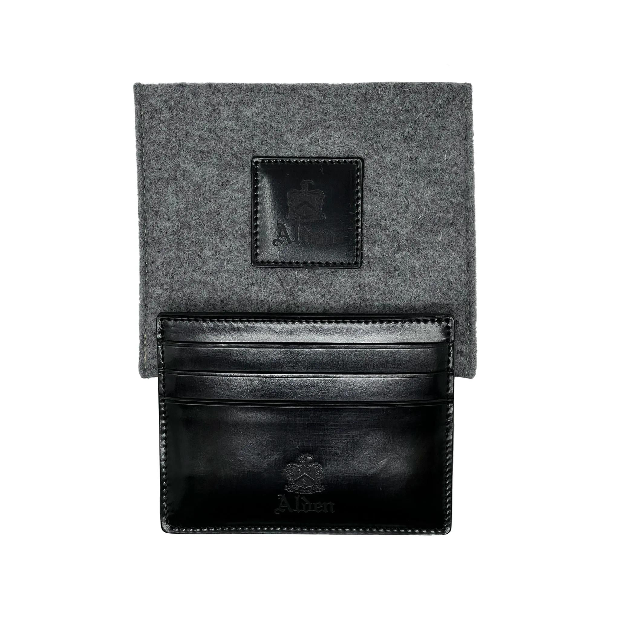 ALDEN Black Shell Cordovan Credit Card Wallet