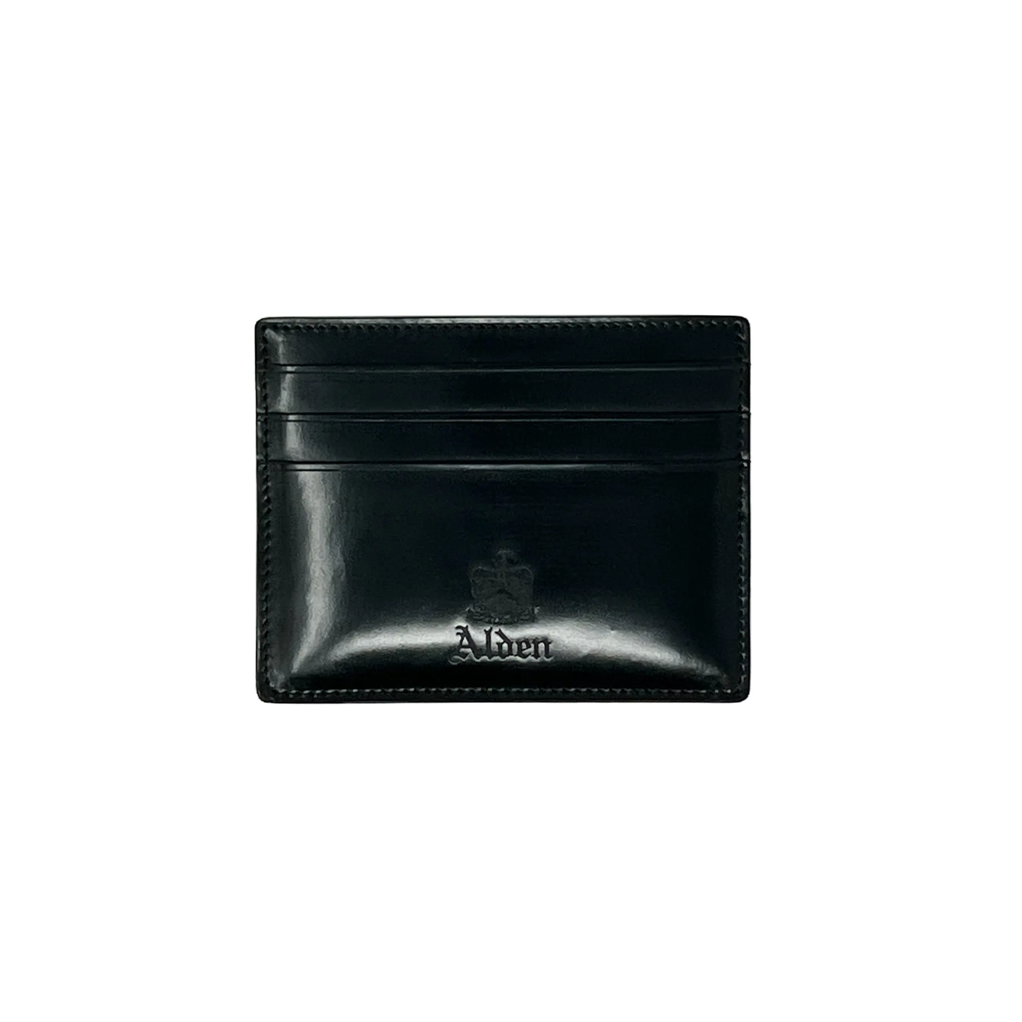 ALDEN Black Shell Cordovan Credit Card Wallet