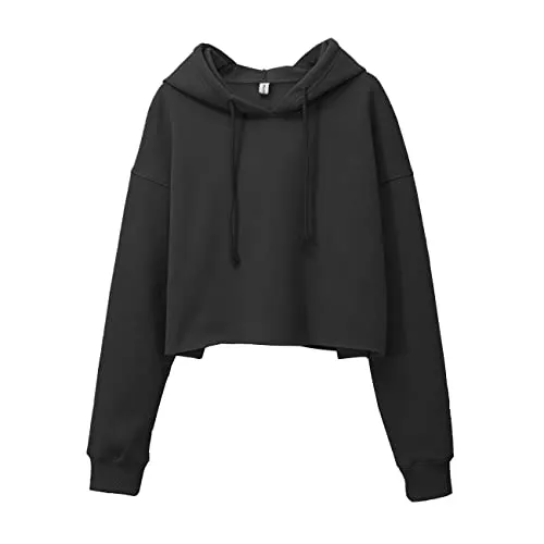 Amazhiyu Women's Fleece Cropped Hoodies Sweatshirt with Hooded
