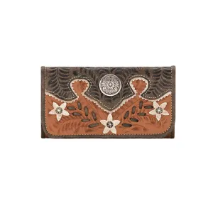American West Handbag Desert Wildflower Collection: Leather Tri-Fold Western Wallet