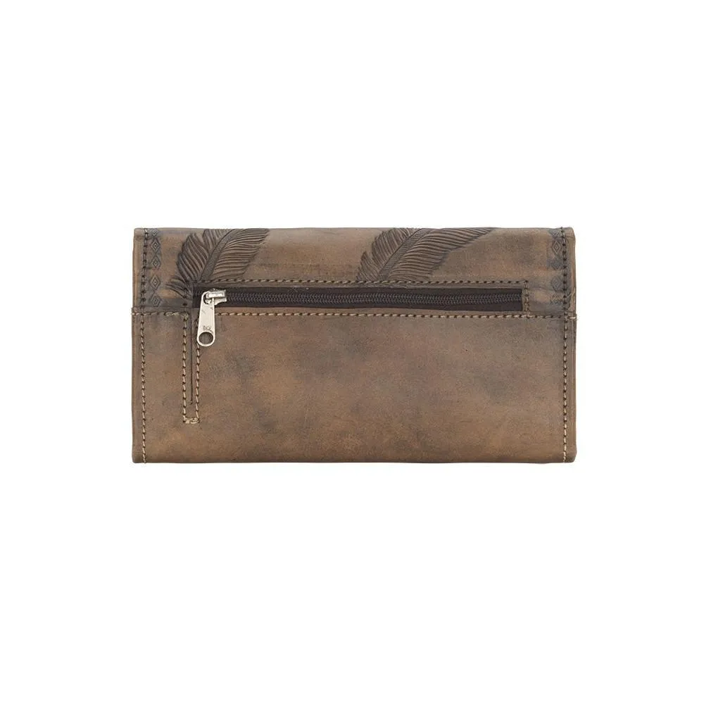 American West Handbag Sacred Bird Collection: Leather Tri-Fold Western Wallet