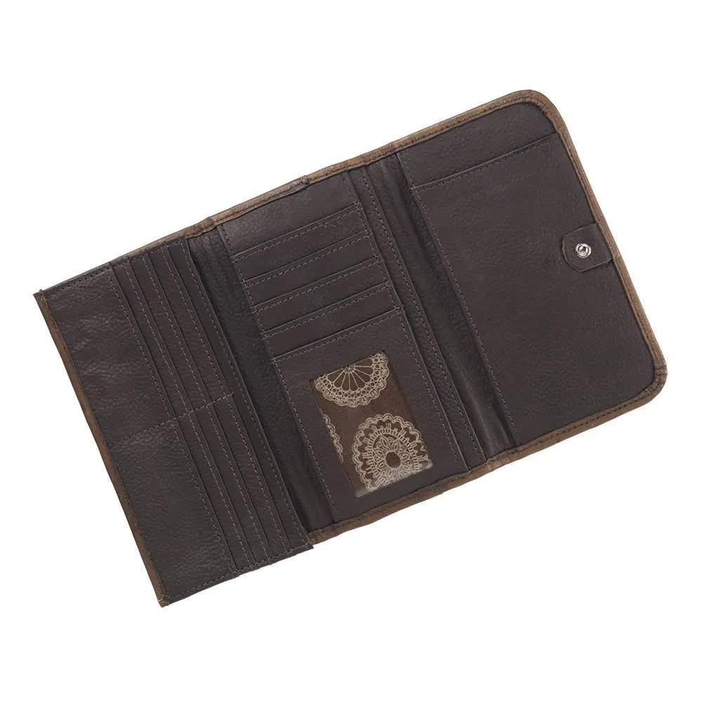 American West Handbag Sacred Bird Collection: Leather Tri-Fold Western Wallet