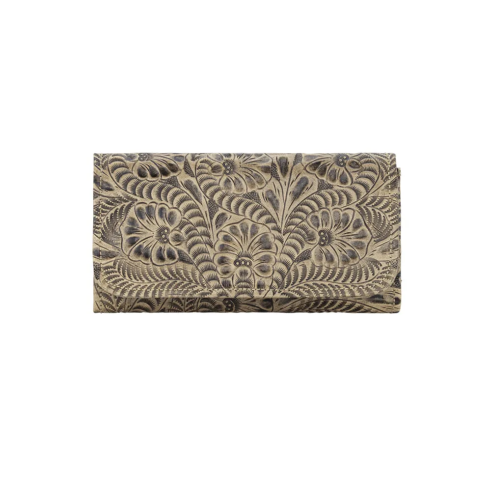 American West Handbag Santa Barbara Collection: Leather Tri-Fold Western Wallet