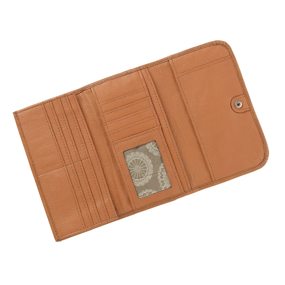 American West Handbag Santa Barbara Collection: Leather Tri-Fold Western Wallet