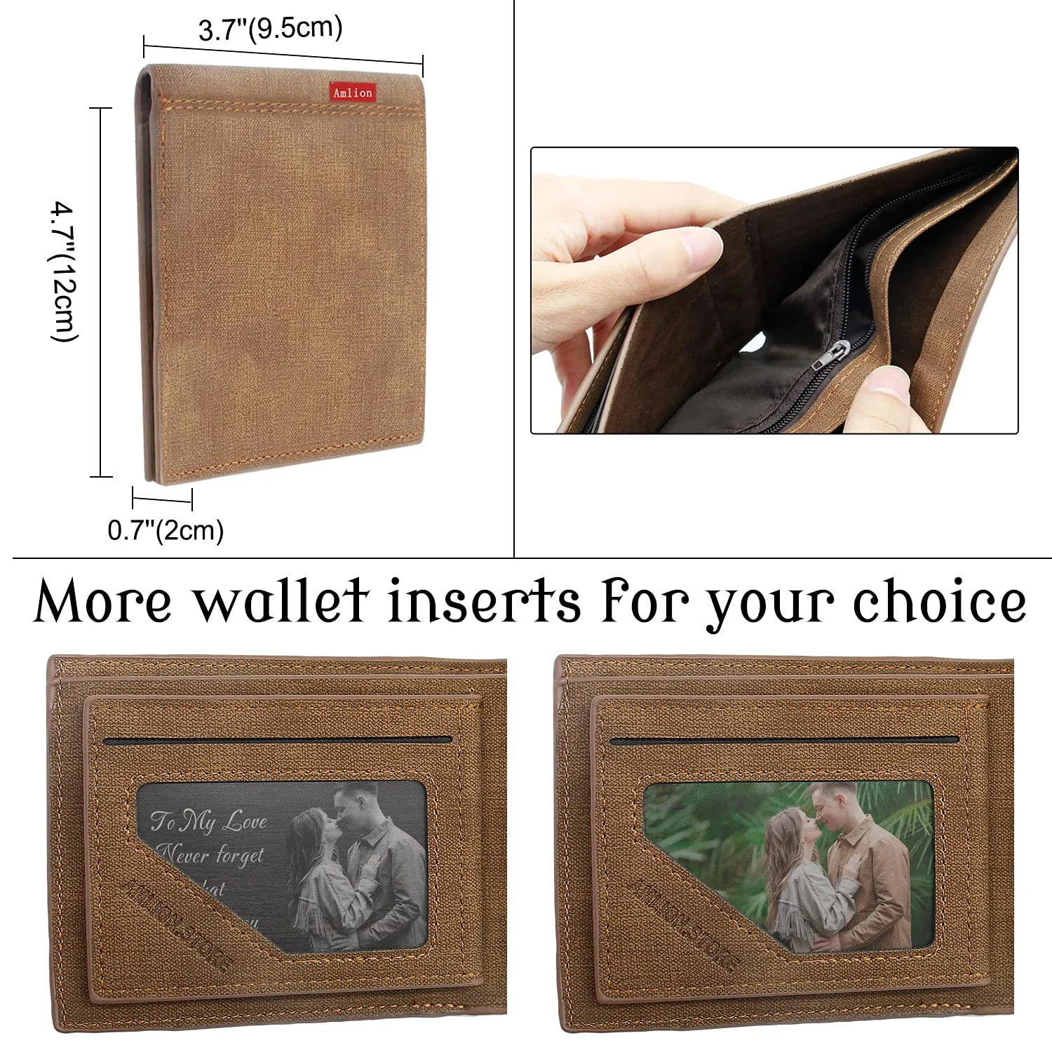 Amlion Custom Personalized Men's Gifts, Engraved Photo Text Wallet