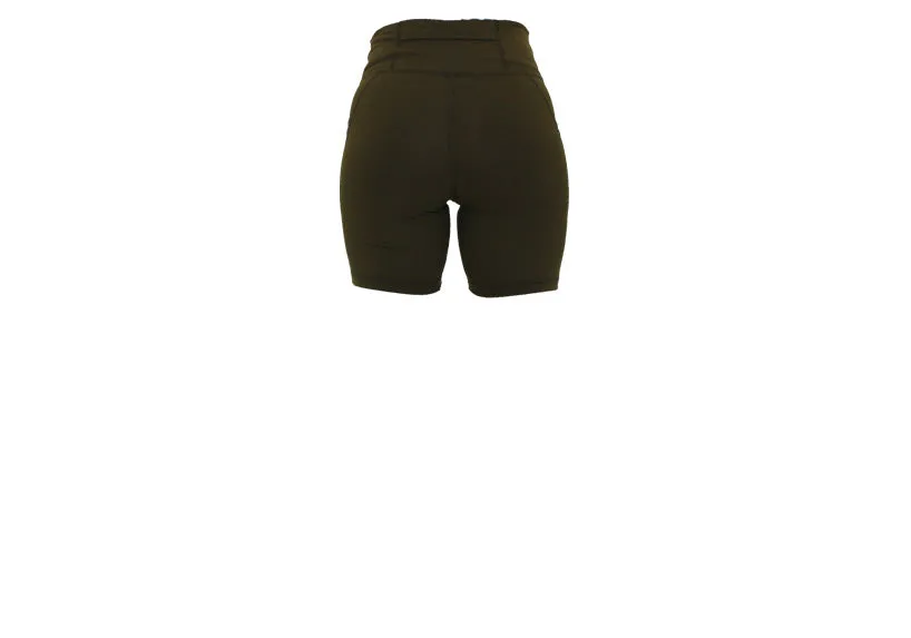 Army Green Essentials Mid Shorts with Thigh Pockets