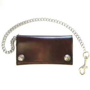 AUB339  Antique Finish Credit Card Tri-Fold Wallet w/ Chain w/ Buffalo