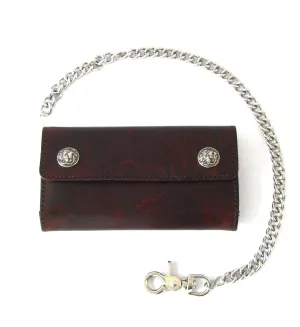AUB350  7" Antique Finish Bi-Fold Wallet w/ Chain w/ Buffalo NickelSna