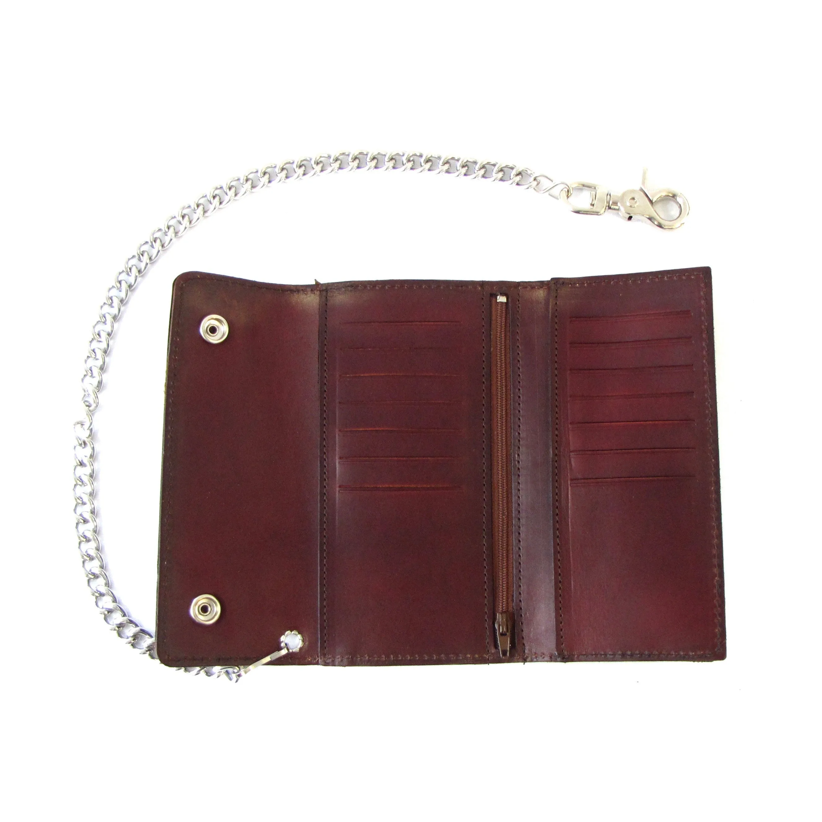AUB350  7" Antique Finish Bi-Fold Wallet w/ Chain w/ Buffalo NickelSna