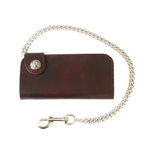 AUB473  Antique Finish Side Snap Wallet w/ Chain & Buffalo Nickel Snap