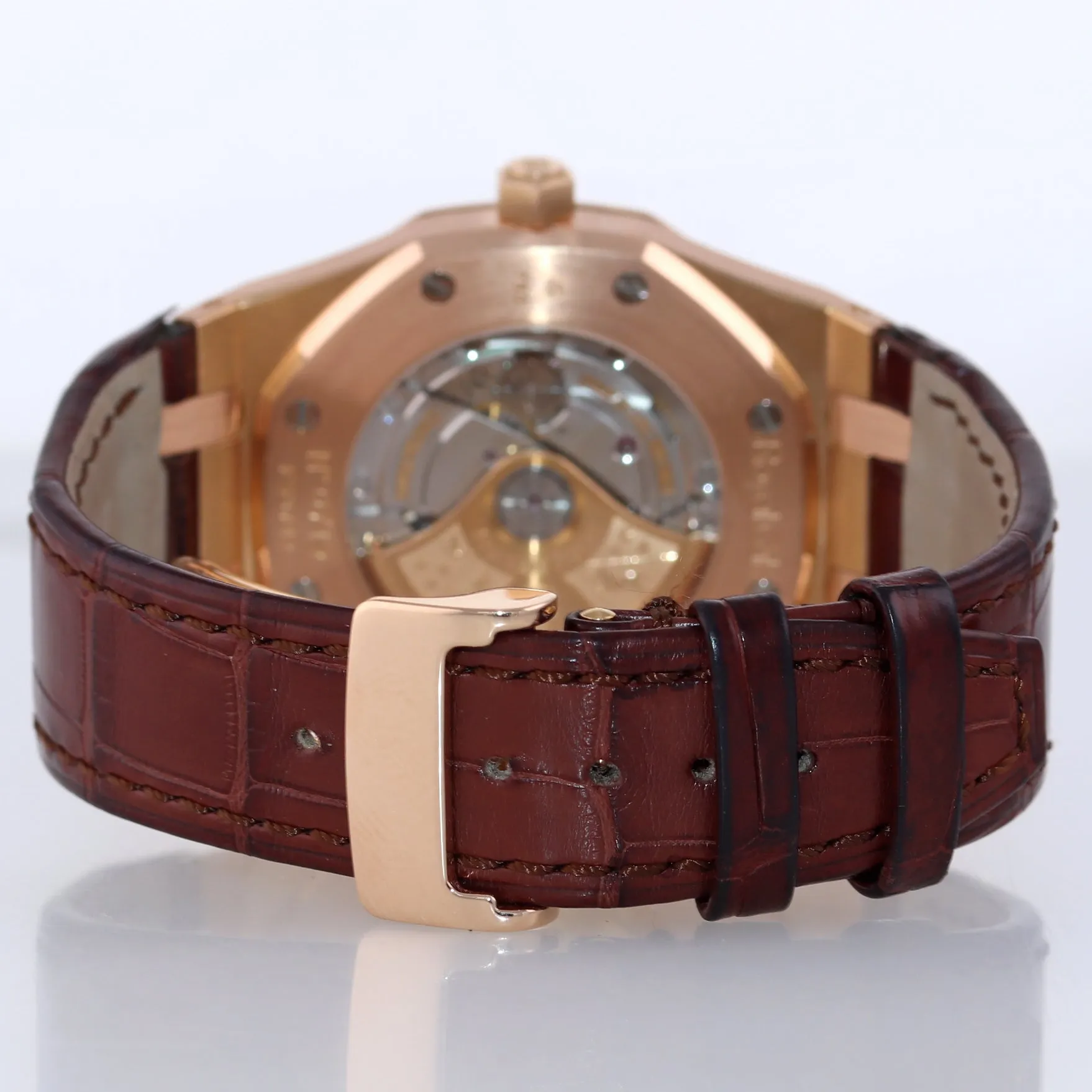 Audemars Piguet AP Royal Oak 18K Rose Gold 15300 39mm Silver White Brown Watch