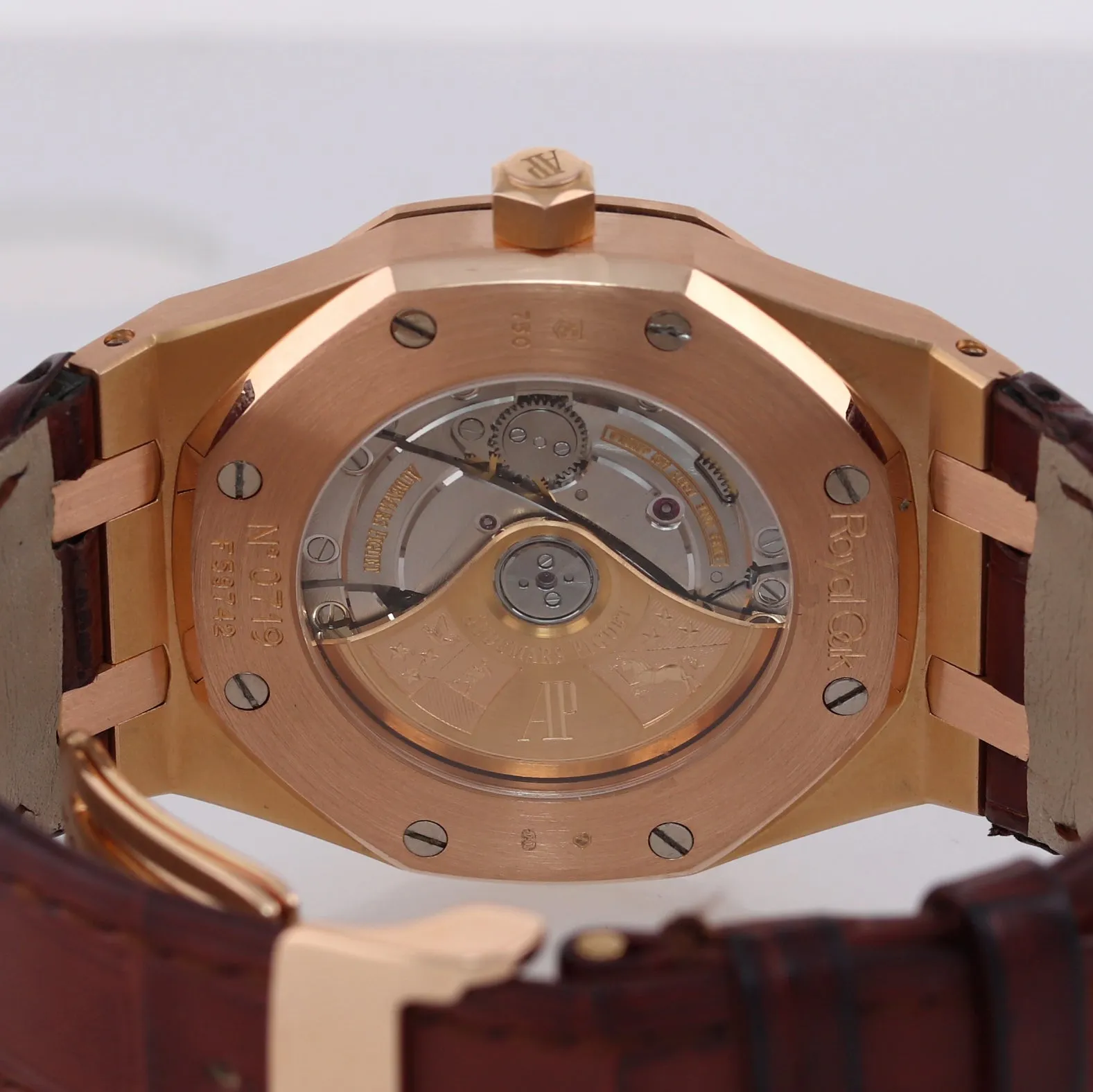 Audemars Piguet AP Royal Oak 18K Rose Gold 15300 39mm Silver White Brown Watch