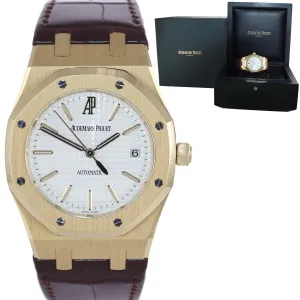 Audemars Piguet AP Royal Oak 18K Rose Gold 15300 39mm White Leather Watch