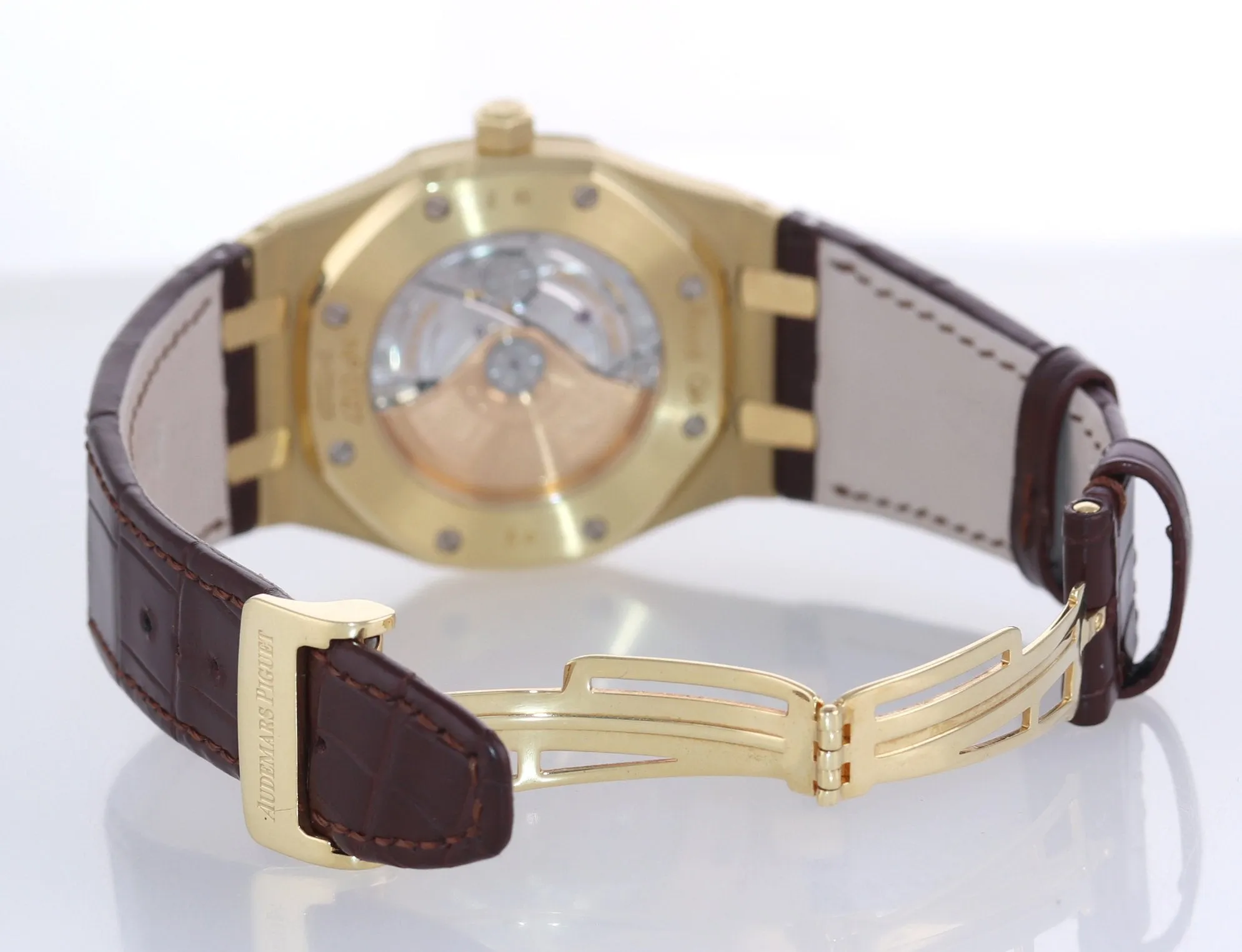 Audemars Piguet AP Royal Oak 18K Rose Gold 15300 39mm White Leather Watch