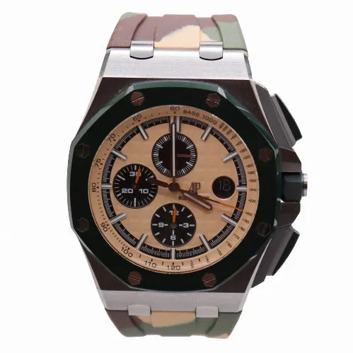 Audemars Piguet Men's Royal Oak Offshore Stainless Steel 44mm Beige Chronograph "Mega Tapisserie" Dial Watch Reference #26400SO.OO.A054CA.01