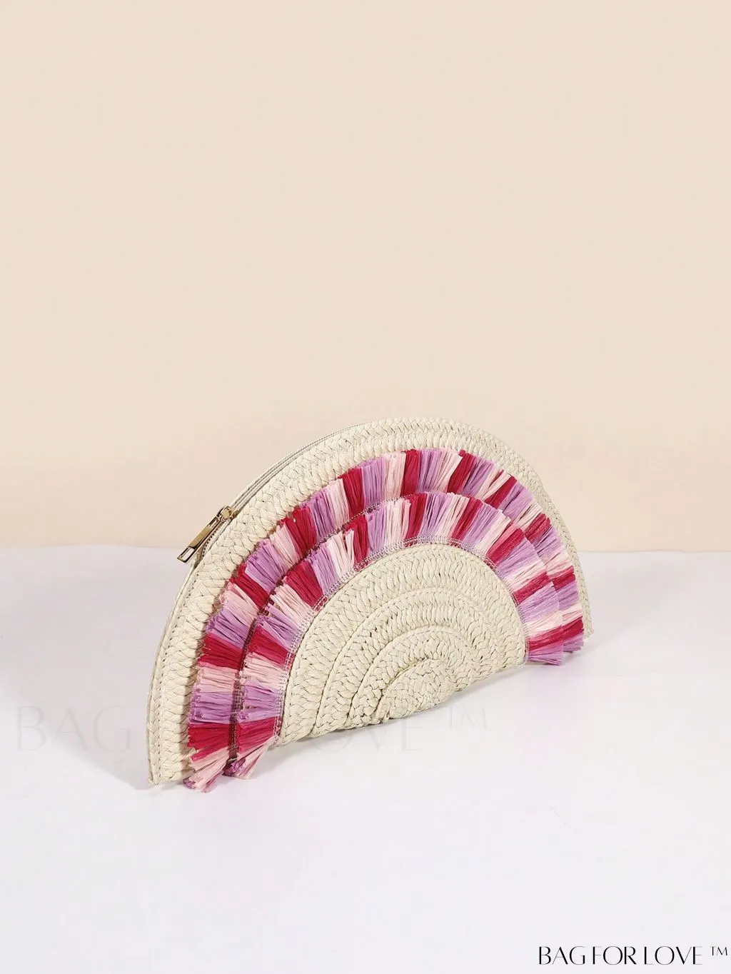 BagForLove - Chic Color Block Straw Bag with Fringe Trim - Perfect for Vacation