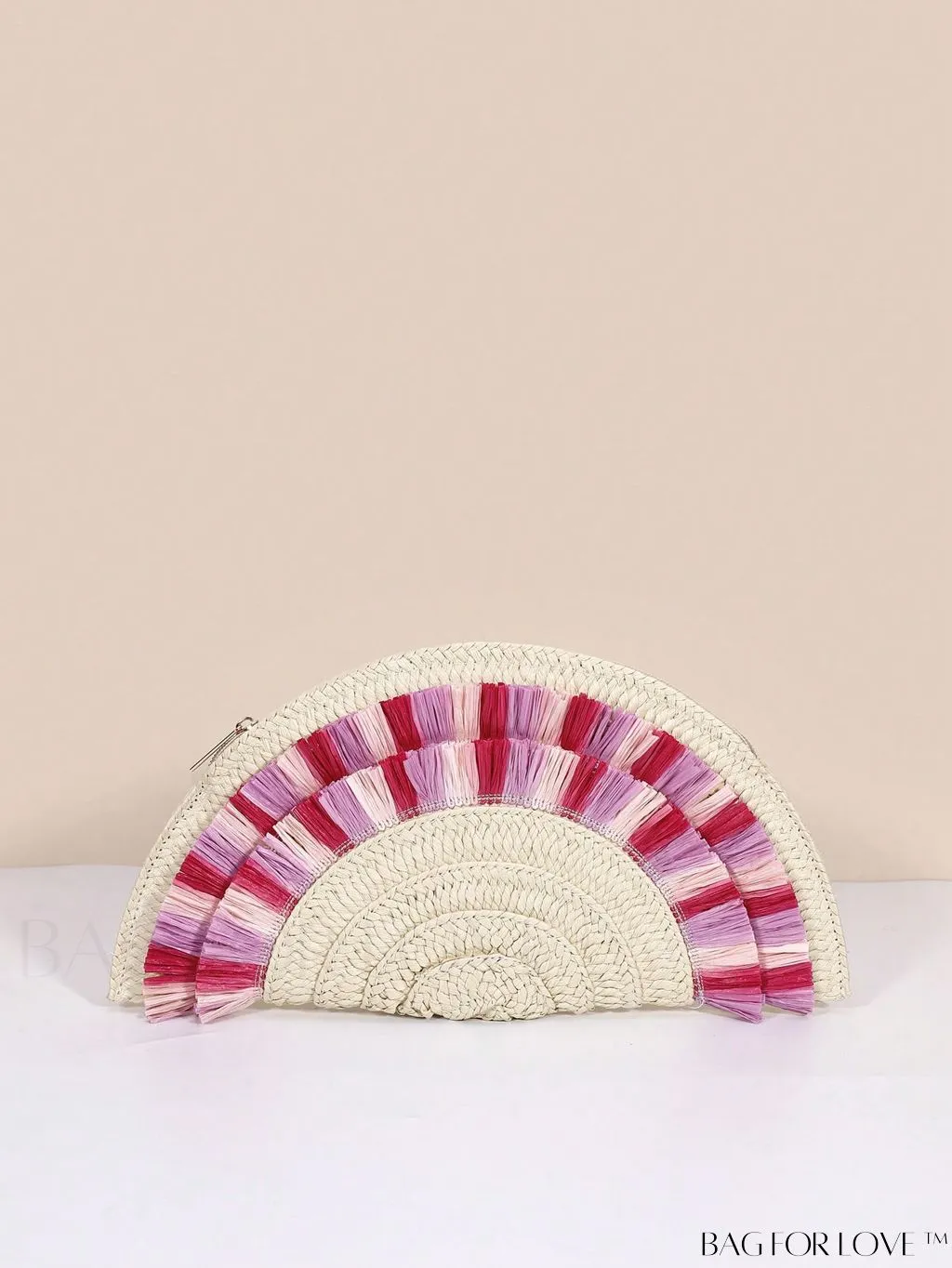 BagForLove - Chic Color Block Straw Bag with Fringe Trim - Perfect for Vacation