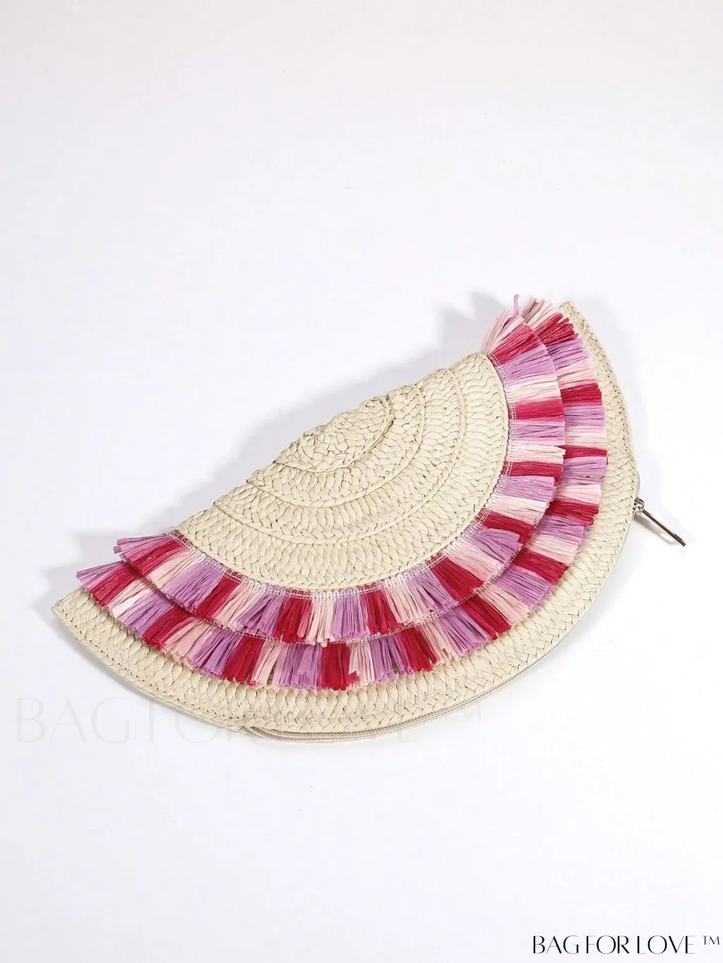 BagForLove - Chic Color Block Straw Bag with Fringe Trim - Perfect for Vacation