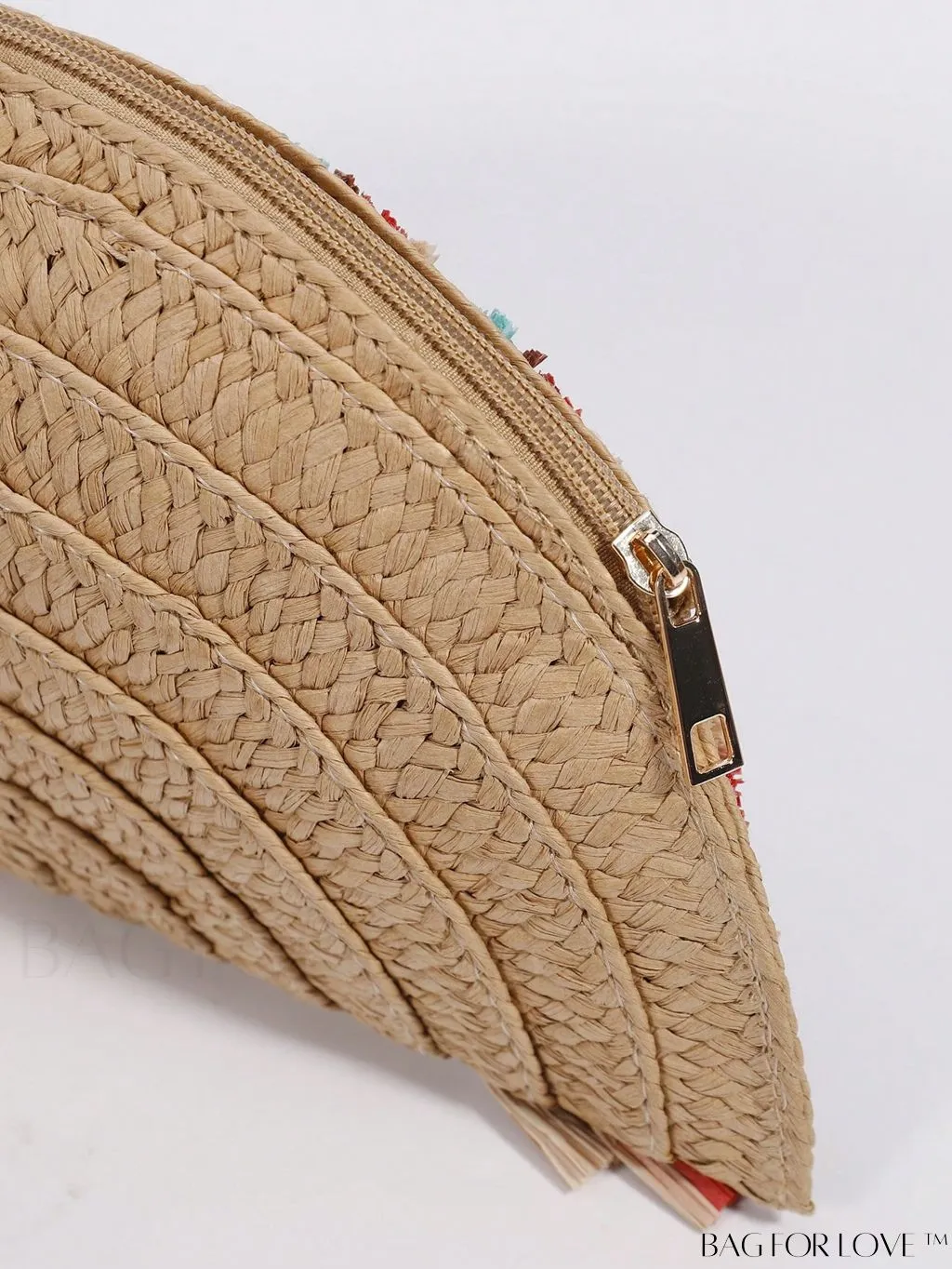 BagForLove - Chic Color Block Straw Bag with Fringe Trim - Perfect for Vacation