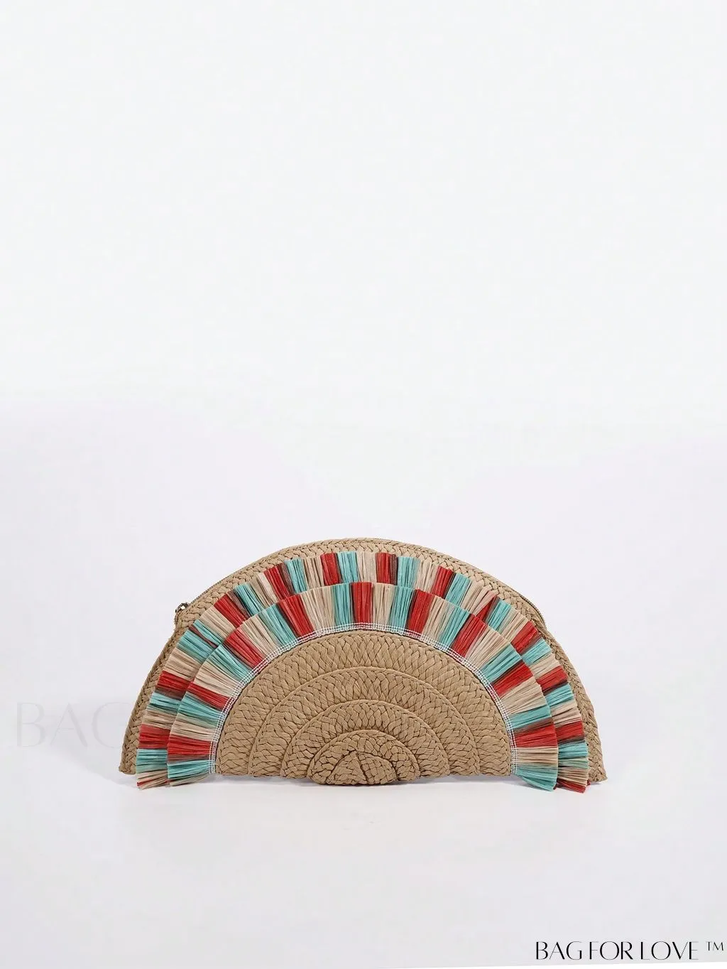 BagForLove - Chic Color Block Straw Bag with Fringe Trim - Perfect for Vacation