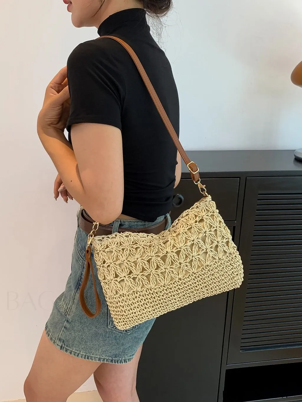 BagForLove - Chic Hollow Out Woven Straw Shoulder Bag - Perfect for Vacation Style
