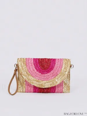BagForLove - Colorblock Vacation Style Medium Straw Bag: Chic and Functional
