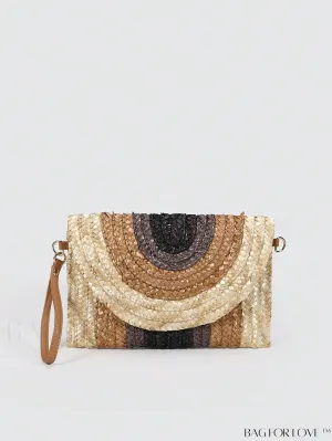 BagForLove - Colorblock Vacation Style Medium Straw Bag