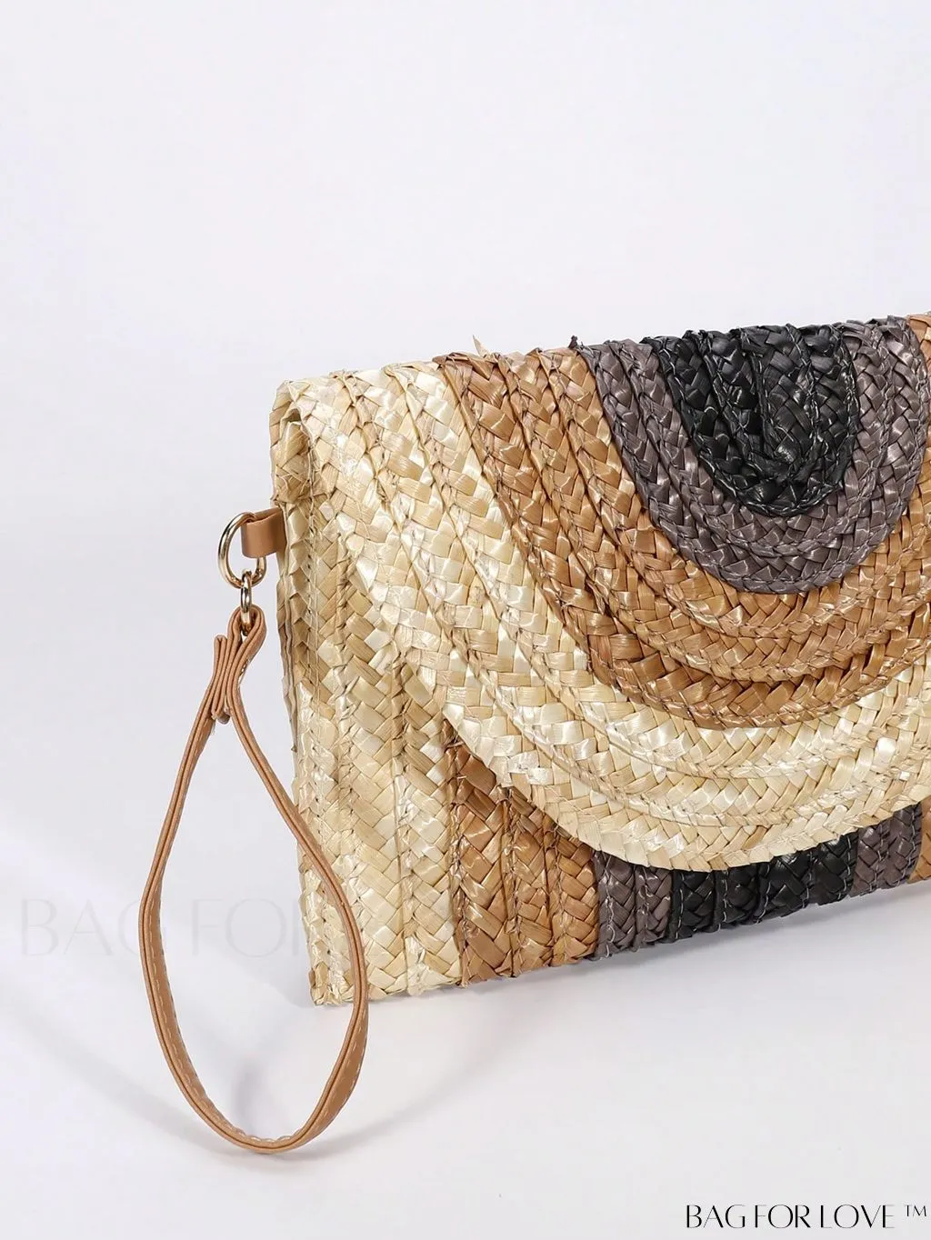 BagForLove - Colorblock Vacation Style Medium Straw Bag