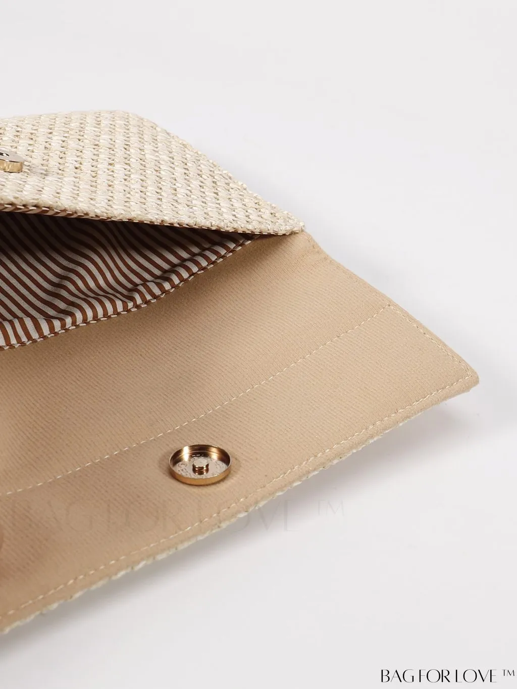 BagForLove - Elegant Flap Woven Clutch Bag with Tassel and Furry Ball Decoration